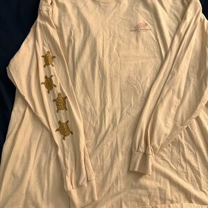 Simply Southern Cream Shirt with Turtle Sleeve Design